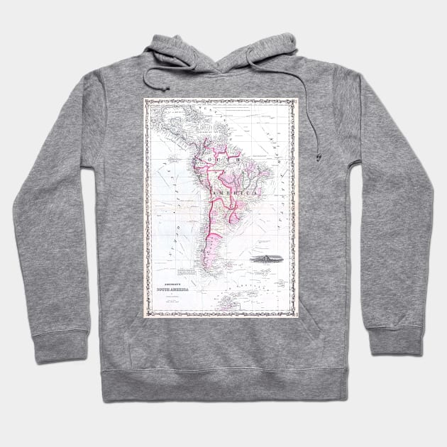 Vintage Map of South America (1861) Hoodie by Bravuramedia